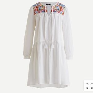 J.Crew Cotton Poplin Tunic Dress With Farmer’s Market Embroidery-White-NWT-SMALL